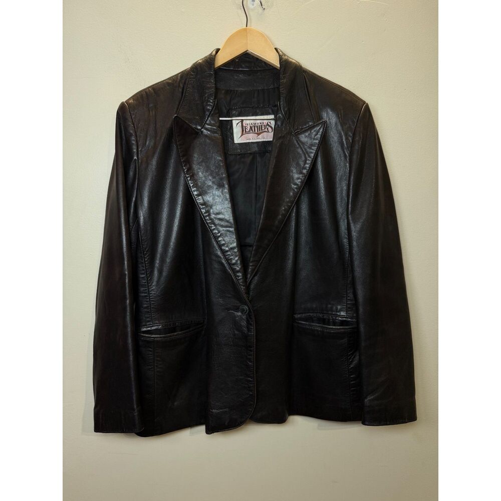 Diamond Leathers Women's size M/LBlack One Button Jacket Long Sleeve